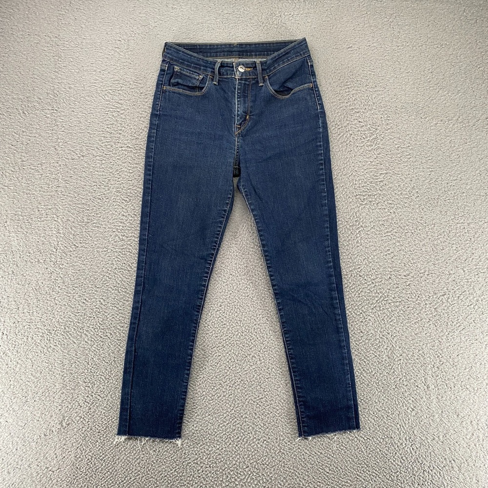 Levi's Skinny Jeans Womens 27 High Rise 721 Dark Wash Stretchy Cropped‎ Raw Hem